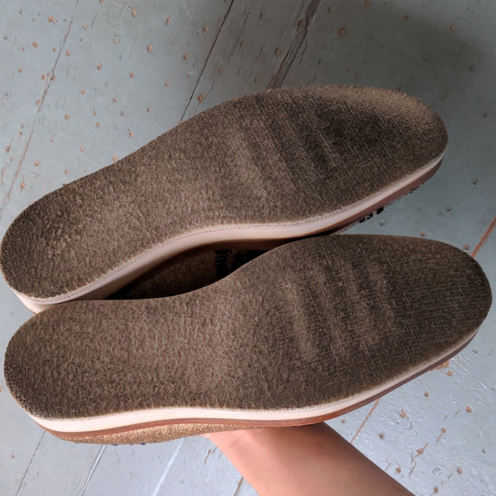 Free People Metallic Gold Loafers with Navy Detailing - Picture 7 of 8